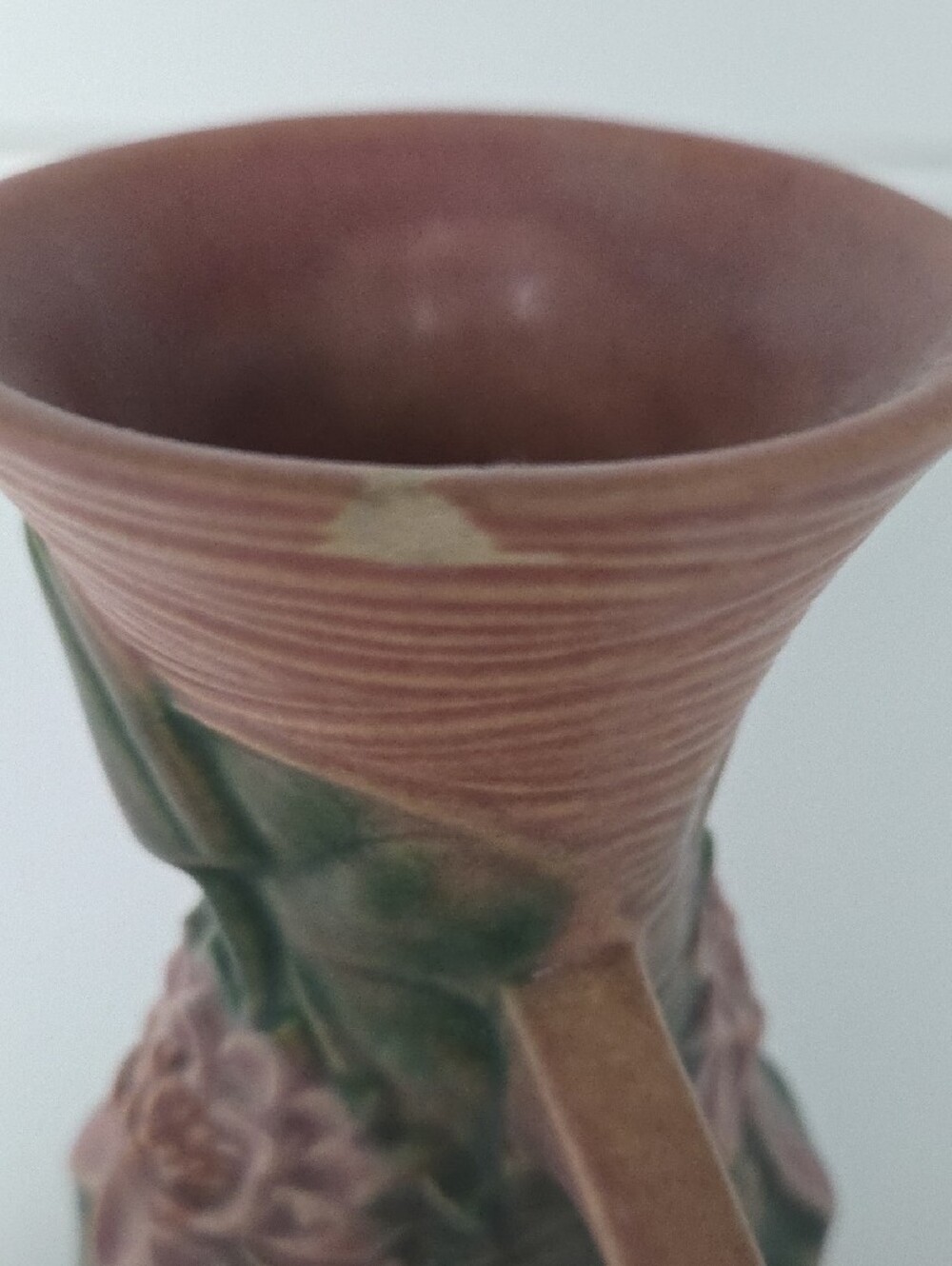 ROSEVILLE Artful Pink Lotus Ceramic Vase with Green Accents - Picture 3 of 6